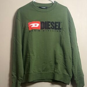 Diesel Denim Division Embroided Logo Olive Green Sweatshirt Medium